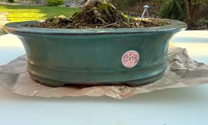 Grand pot ovale bleu
